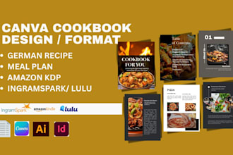 format design, canva cookbook, greman recipe ebook meal plan amazon KDP