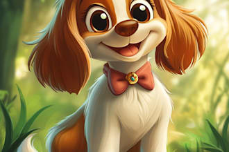 turn your portrait into a disney style cartoon illustration