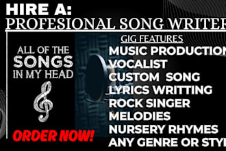 be your female rock singer rock, ghost vocalist, song writer, nursery rhymes pop