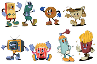 draw cartoon mascot and logo