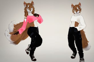 do vrchat avatar, vr character, vrc avatar, 3d furry avatar, vtuber model
