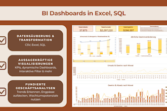 ich erstelle bi dashboards und prognosen mit excel sql