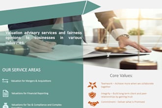 provide business valuation and financial modeling