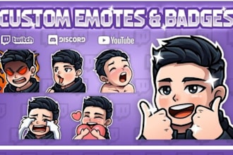 do professional twitch custom kick discord emote and sub badges tiktok youtube