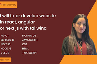 fix or develop website in react, angular or next js with tailwind