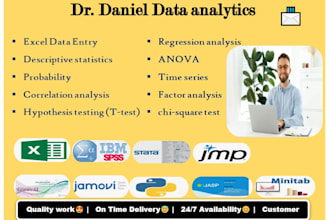 help in data analysis in excel, spss, stata, eviews, r, minitab,jamovi, jasp,jmp