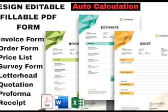 design invoice form price list fillable pdf form letterhead quotation template