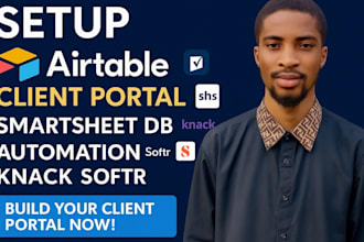 setup airtable database client portal smartsheet database automation knack softr