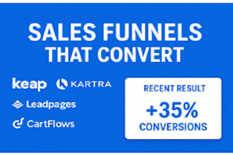 build and optimize sales funnels on keap, kartra, leadpages, or cartflows