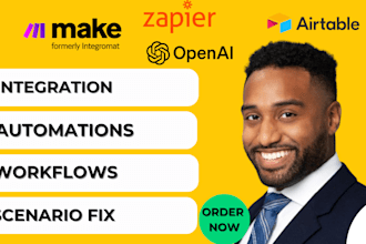 setup make com to automate your business workflow, make automation, integrations