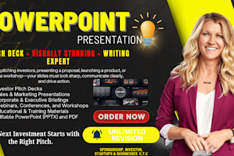design powerpoint presentation, investor pitch deck, business PPT  tech