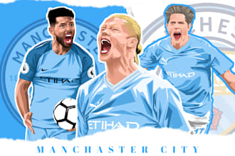 draw a cartoon vector portrait from your favorit football player