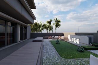 design front yard and backyard  3d render garden, pool, patio,  landscape park