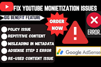 fix youtube monetization issues, adsense problem