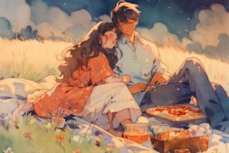 make you anime couple art portrait