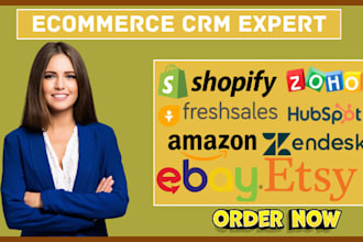setup ecommerce crm shopify kiaviyo amazon etsy ebay zoho crm kapture freshsales