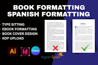 design format spanish ebook, german book manuscript typeset amazon kdp