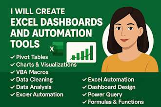 create excel dashboards, automate tasks, and analyze data