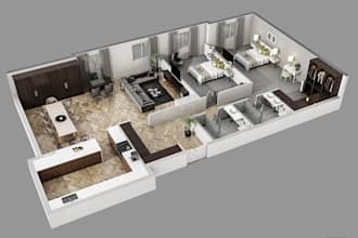 give photo realistic 3d floor plan rendering service