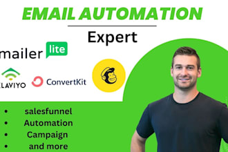 set up mailerlite, mailchimp, convertkit email automation and sales funnels