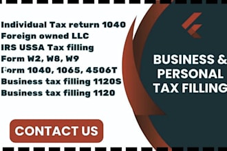 e filing US taxes  w2, w8, w9, 1040, 1065, 4506t, 1120s, l1