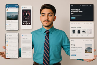 develop responsive front end UI in flutter for mobile and web apps