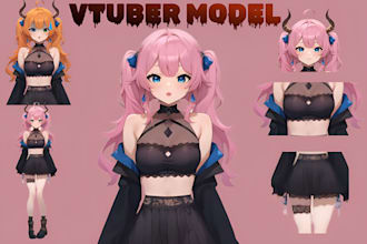 design custom 2dvtuber model for streaming and live2d rigging in anime art style
