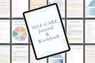 customize self care guide journal design in canva for fitness and stress relief