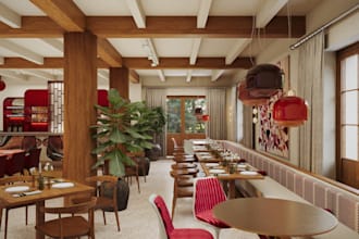 design 3d interior, restaurant, lounges, café, coffee shop, sauna, pizza and pub
