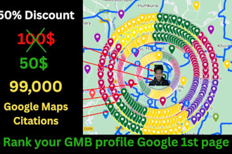 99,000 google maps citations, local citations, gmb ranking for local seo