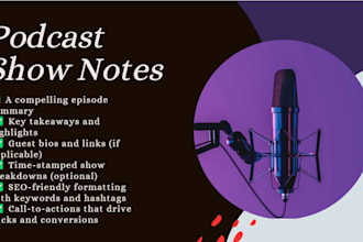 write professional podcast show notes that engage inform and convert