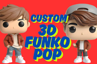 do custom 3d funko pop 3d chibi character  pop art  3d logo for 3d printing