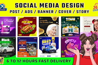 design creative social media posts, banner, stories, cover, and ad creatives