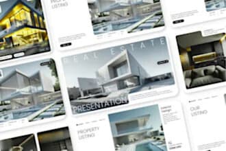 create real estate company profile presentation, design business google slides