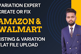 fix or create amazon, walmart product listing or parent child variation listing