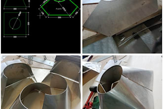 make dxf, dwg file for laser cutting rectangular to round transition fabrication