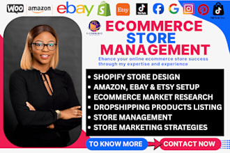 create shopify website, dropshipping etsy, ebay and amazon ecommerce store setup