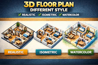 draw 3d floor plan, 2d floor plan, architectural 3d floor plan and isomeric