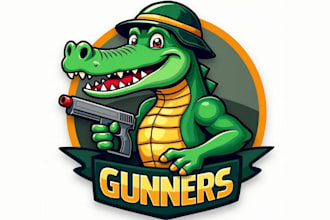 do awesome penguin gunners mascot logo with free source file