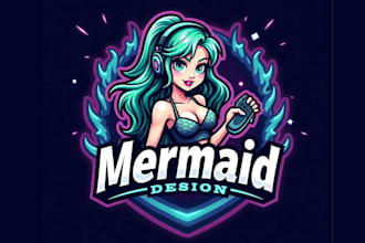 do crate mermaid mascot logo design with unlimited review