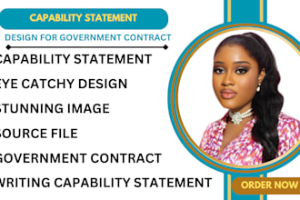 design and write capability statement, one pager, design company profile