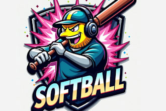 do wonderful softball athlete mascot logo with unlimited