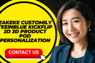 zakeke customily teeinblue kickflip 2d 3d product pod personalization