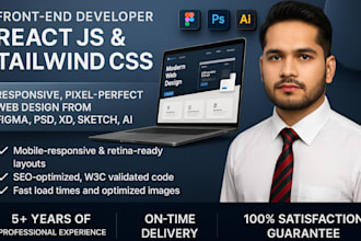 convert psd to react, figma to react, figma to html responsive website