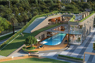 build exterior real estate hotel,apartments landscape,layout plan,gym golf space