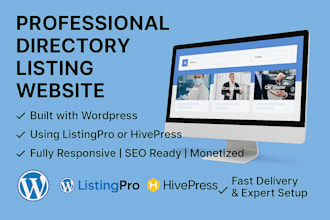 develop a professional directory listing website using listingpro and hivepress