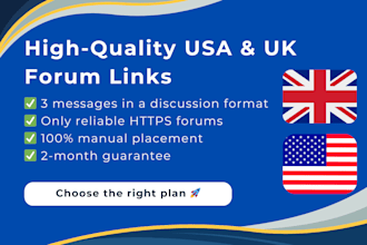 15 crowd links manually placed on US or UK forums using a discussion format