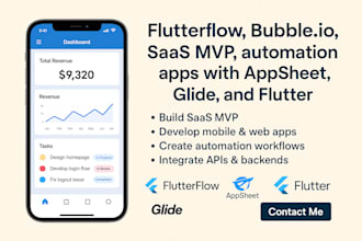 build automation saas mvp and mobile apps using flutterflow bubble io appsheet