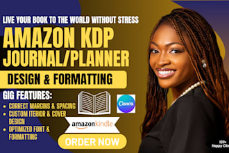 format or design your journal or planner for amazon KDP in canva