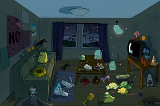turn your room into a cozy illustrated artwork